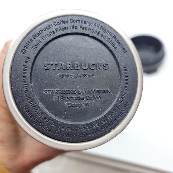 2014 Starbucks Mermaid Logo Circles Silver Stainless Steel Tumbler Travel Mug - Picture 9 of 11